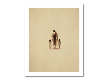 Jesus walking with two children Digital download printable art